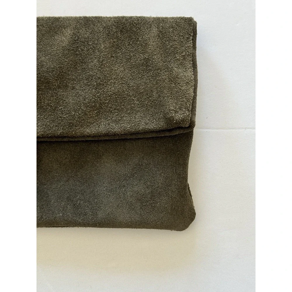 Sabina New York Women's Green Suede Clutch with Strap
